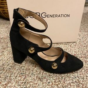 BCBGeneration Bernadette Black Microsuede Mary Jane Heels